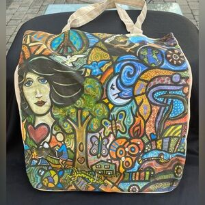 True Religion World Tour Justice Cloth Tote Bag Graffiti Buddha Guitar Art Boho